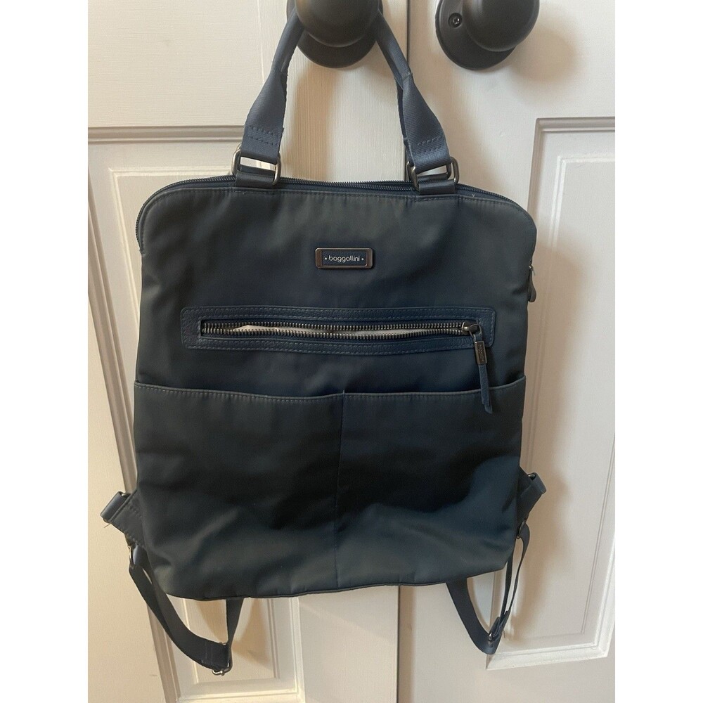 Baggallini Jessica Convertible Tote Backpack Navy Blue Anti-Theft RFID Travel